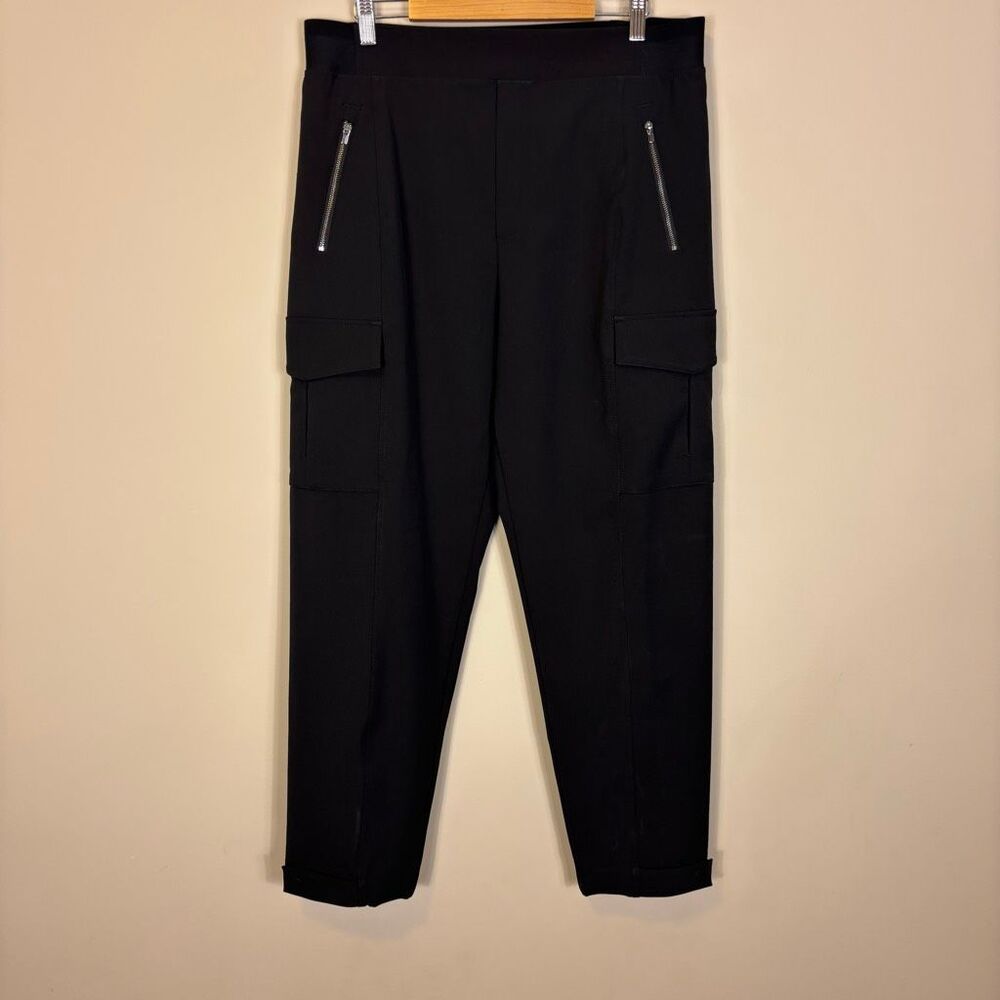Athleta Black Cargo Zipper Pocket Straight Leg Pants Women's 14‎